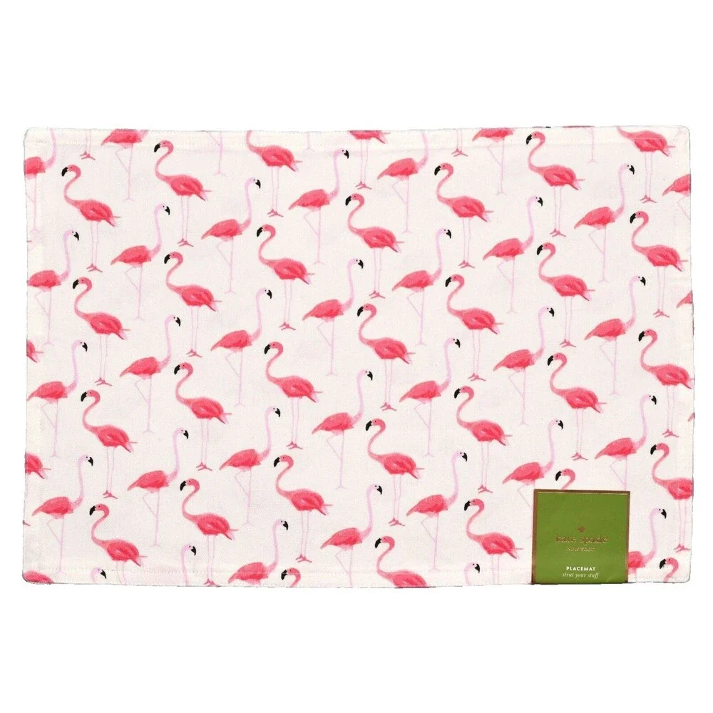 Kate Spade Pink Flamingos Fabric Placemats Flamingo Strut Your Stuff Set of 4